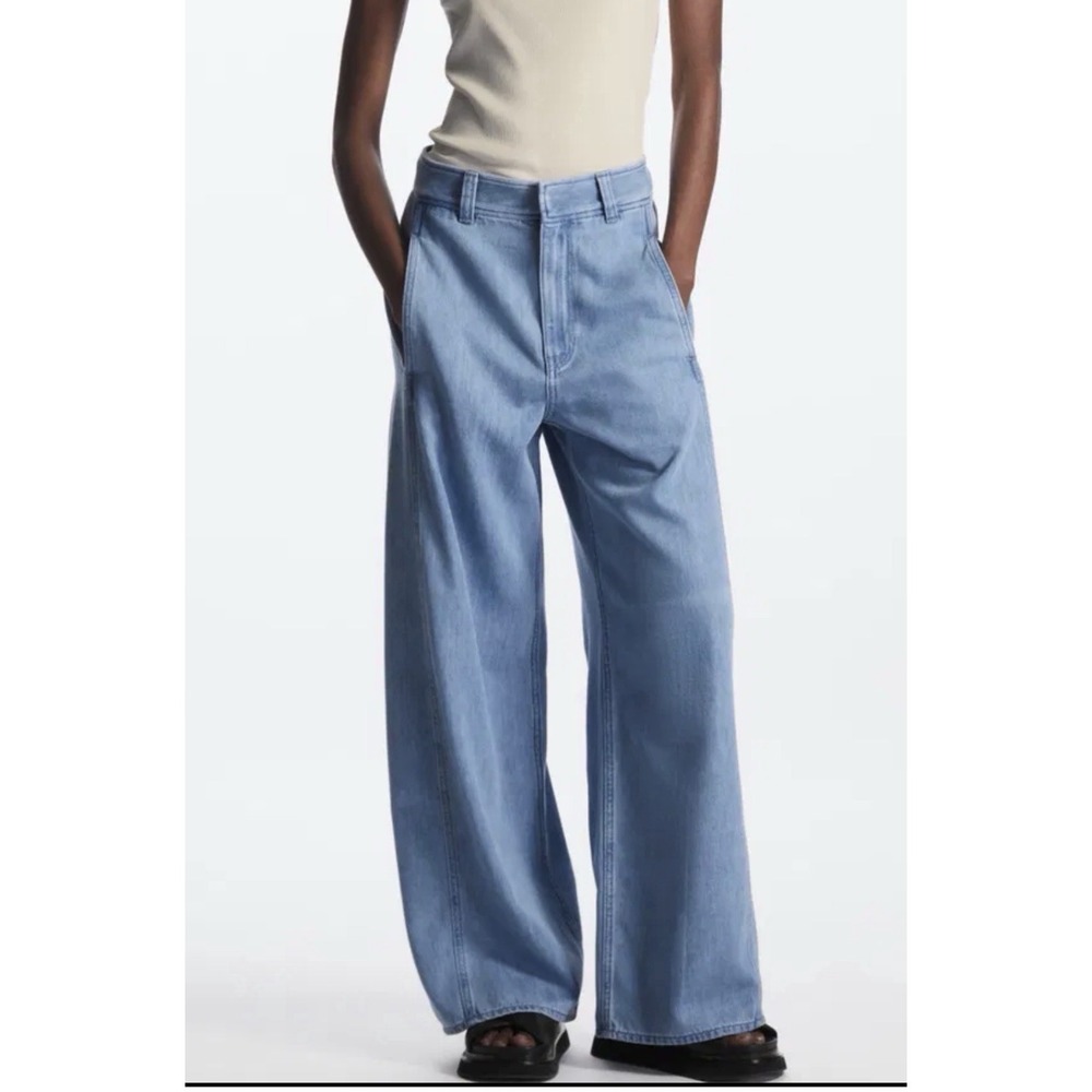 COS Jeans Relaxed Fit Wide Leg Women US 8 Blue High Rise Light Wash #V13-1